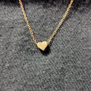 Gold Tone Dainty Delicate Heart Pendant Statement Necklace